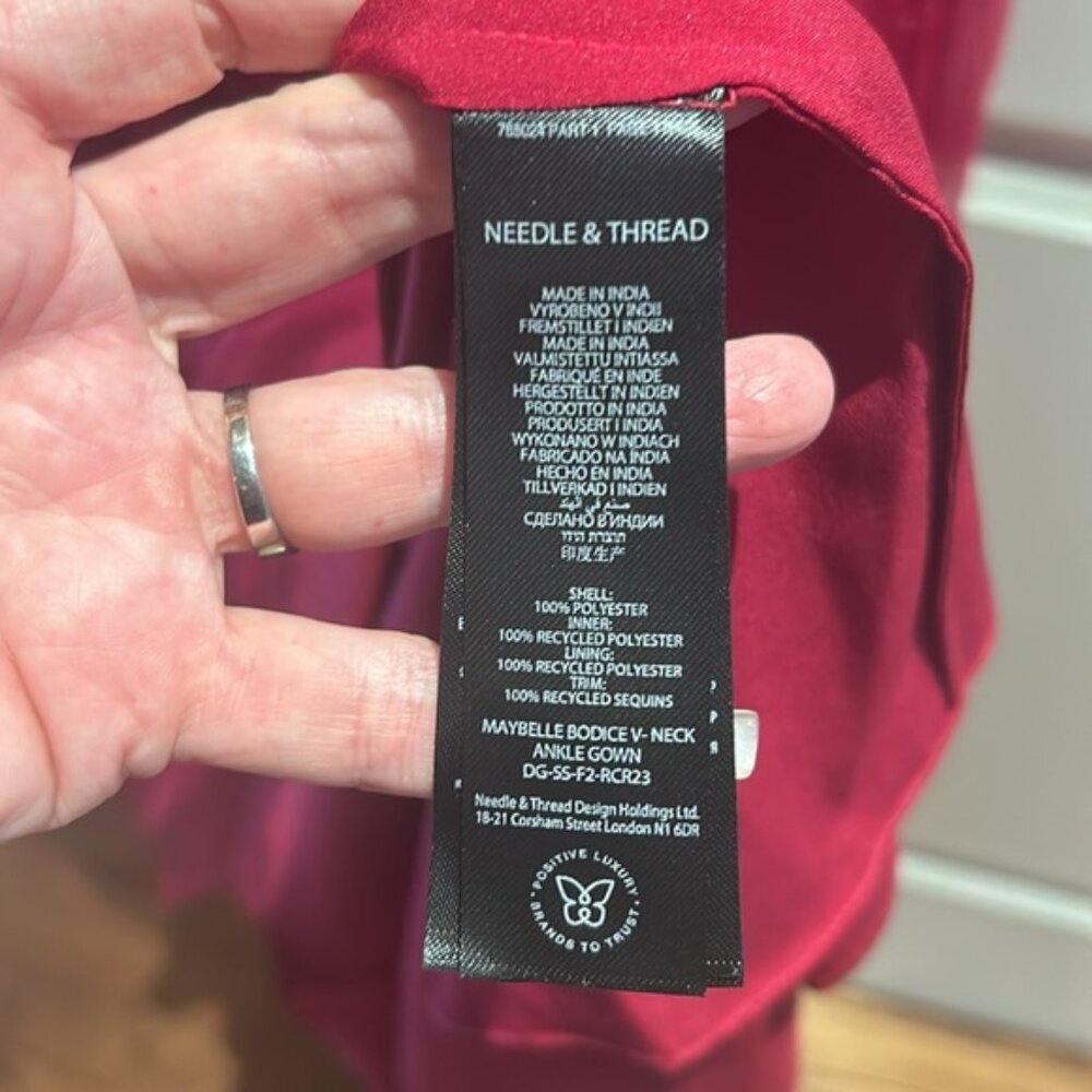 ❌❌SOLD❌❌NWT NEEDLE & THREAD Maybelle Embellished Tulle Fit-&-Flare Dress red 4 - Picture 12 of 13